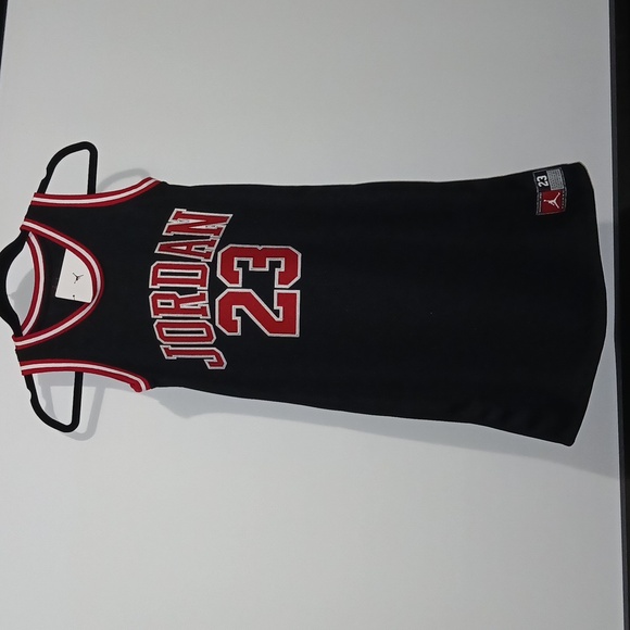 Jordan 23 Girls Sleevless T Shirt Jersey Dress Black Red White Size Large NWT - Picture 1 of 6